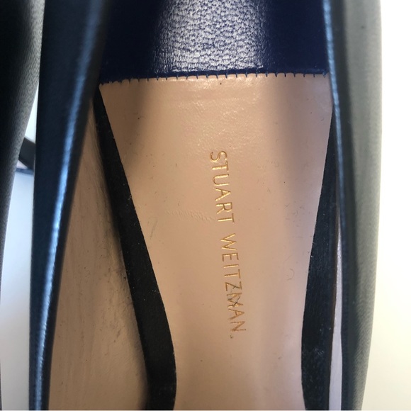 Stuart Weitzman Black Gamma 70 Two Tone Leather Point Toe Heel Pump Size 8.5 - Picture 5 of 11